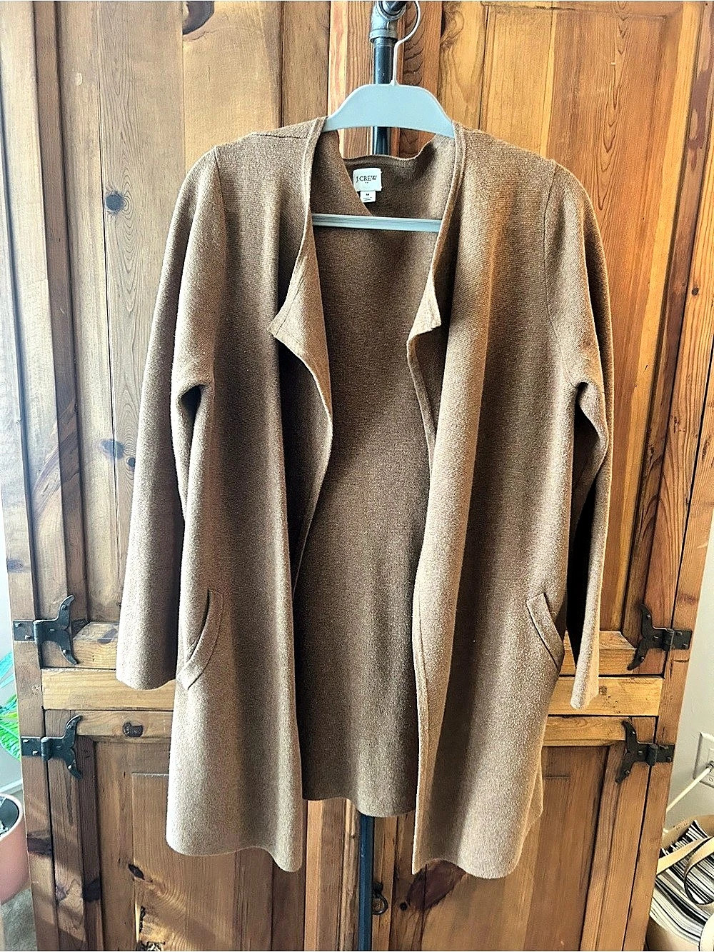 J.Crew Open Front Cotton Cardigan in Camel Size Medium